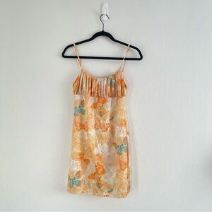 With Jean Orange Butterfly Print Boho Mini Dress Sleeveless Women’s Size Medium
